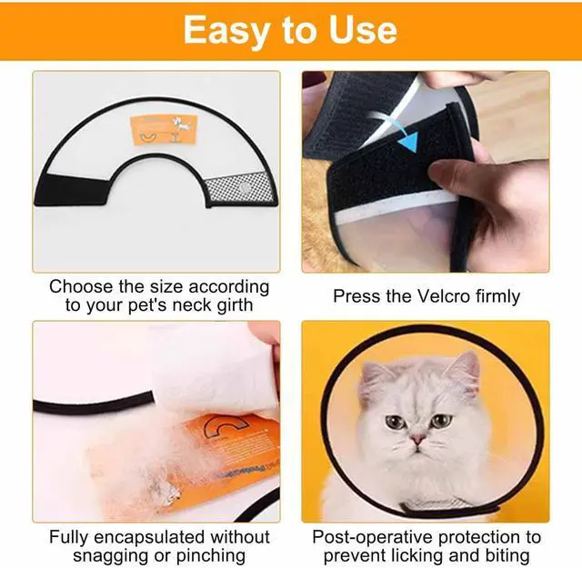 Alt view image 6 of 7 - 2 Pack Cat Cones to Stop Licking, Cat E Collar Pet Cone for Cats After Surgery, Pet Elizabethan Collar Dog Head Cone Recovery Cone for Most Cats & Small Dogs (Size M, 5#)