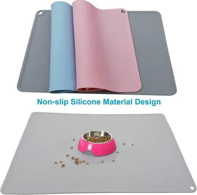 Alt view image 2 of 7 - Silicone Pet Feeding Mat for Dog Cat Bowls, Non Slip Waterproof | Cat & Dog Bowl Mats Tray with Raised Edges for Food and Water, Pet Bowl Mat Dog Placemats to Prevent Water Spills on Floor
