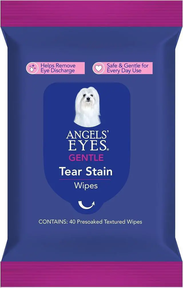 Main image of Angels' Eyes Tear Stain Wipes for Dogs & Cats | Large 4"x7" Face, Eye & Paw Cleansing Wipes | Aloe Vera & Chamomile | Removes Dirt & Discharge | Fragrance Free | Hypoallergenic | 40 Count