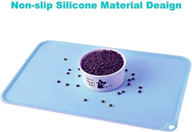 Alt view image 4 of 7 - Silicone Pet Feeding Mat for Dog Cat Bowls, Non Slip Waterproof | Cat & Dog Bowl Mats Tray with Raised Edges for Food and Water, Pet Bowl Mat Dog Placemats to Prevent Water Spills on Floor