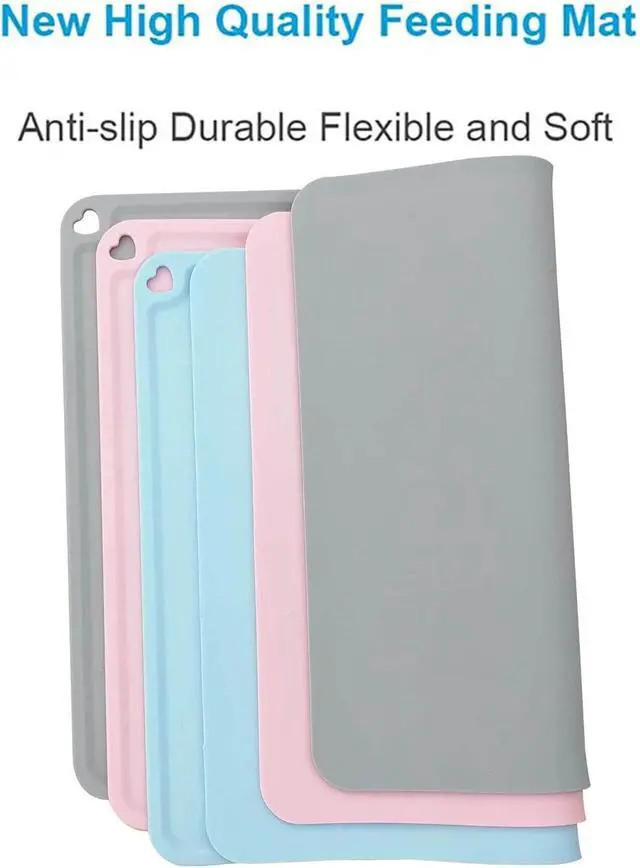 Alt view image 5 of 7 - Silicone Pet Feeding Mat for Dog Cat Bowls, Non Slip Waterproof | Cat & Dog Bowl Mats Tray with Raised Edges for Food and Water, Pet Bowl Mat Dog Placemats to Prevent Water Spills on Floor
