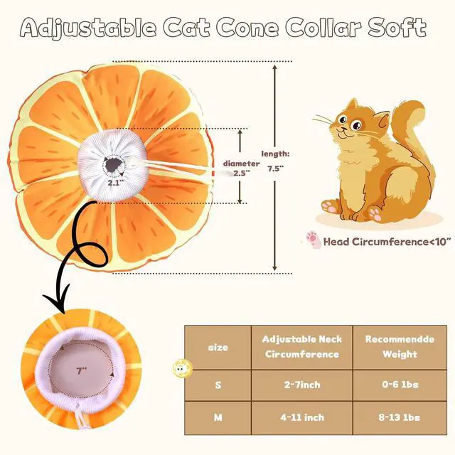 Alt view image 6 of 6 - Cat Cone Collar Soft, Waterproof Cat Recovery Collar for Wound Healing After Surgery or Neutering Alternative to Elizabethan Collars Medical Neck Cone for Cats and Puppies (Orange, Small)
