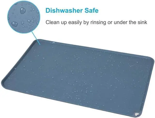 Alt view image 6 of 7 - Silicone Pet Feeding Mat for Dog Cat Bowls, Non Slip Waterproof | Cat & Dog Bowl Mats Tray with Raised Edges for Food and Water, Pet Bowl Mat Dog Placemats to Prevent Water Spills on Floor