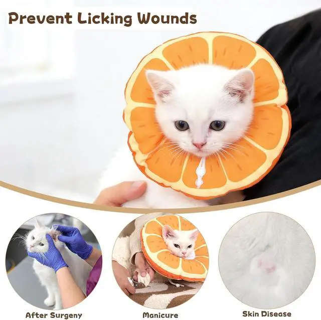 Alt view image 5 of 6 - Cat Cone Collar Soft, Waterproof Cat Recovery Collar for Wound Healing After Surgery or Neutering Alternative to Elizabethan Collars Medical Neck Cone for Cats and Puppies (Orange, Small)