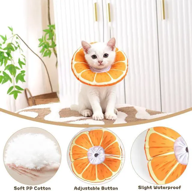 Alt view image 3 of 6 - Cat Cone Collar Soft, Waterproof Cat Recovery Collar for Wound Healing After Surgery or Neutering Alternative to Elizabethan Collars Medical Neck Cone for Cats and Puppies (Orange, Small)