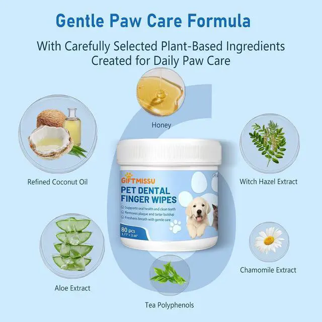 Alt view image 3 of 7 - 80 Counts Pet Dental Finger Wipes for Dogs and Cats - Disposable Dog Teeth Cleaning Wipes for No-Rinse Daily Oral Care, Pet Tooth Cleaning Wipes