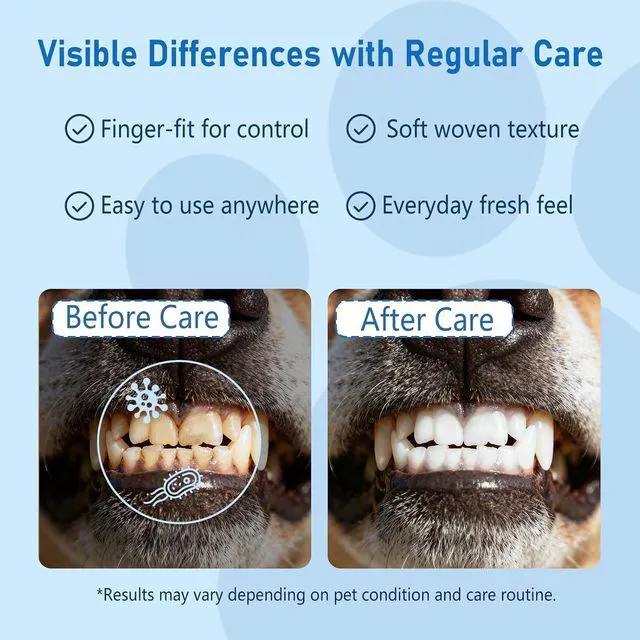 Alt view image 4 of 7 - 80 Counts Pet Dental Finger Wipes for Dogs and Cats - Disposable Dog Teeth Cleaning Wipes for No-Rinse Daily Oral Care, Pet Tooth Cleaning Wipes