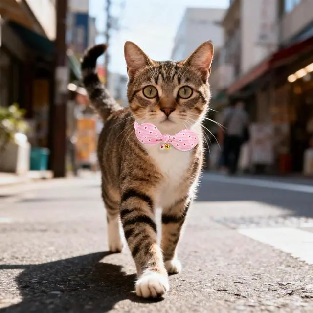 Alt view image 7 of 7 - Bunny Ear Cat Collar with Bell, Soft Breakaway Kitten Collar with Bow and Accessory, Pink Girl Cat Collars with Safety Quick Release Clasp, Pet Collar for Valentine's Day (Heart)