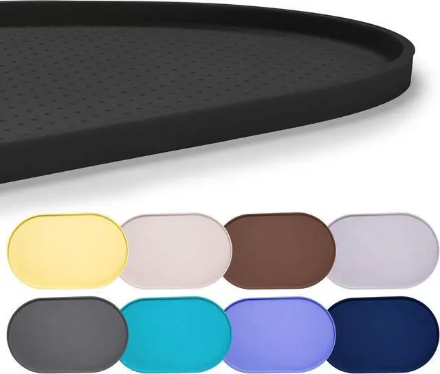 Main image of 100% Waterproof Silicone Pet Feeding Mat with Raised Edge for Food and Water, Dog Bowl Mats, Cat Bowls Placemat with High Lip Protects Floor for Cats and Dogs (Black, 16" L x 10" W)