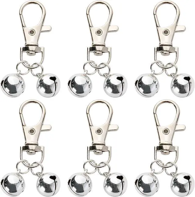 Main image of 6 Pcs Bell for Dog Collar,Bells for Dog Collar,with Heavy Duty Snaps Dogs Bell Collar,Sliver Bells for Tracking and Training Suitable for Dogs and Cats