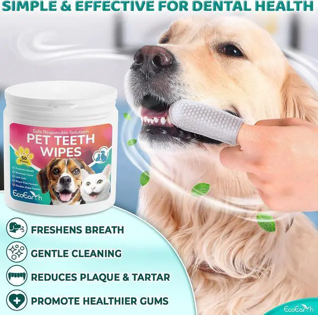 Alt view image 2 of 7 - Premium Teeth Cleaning Wipes for Dogs & Cats - 100 Pcs - Pet Dental Care Finger Pads for Fresh Breath & Oral Hygiene - Embossed Pattern & Nano Plastic-Dotting to Remove Plaque & Tartar