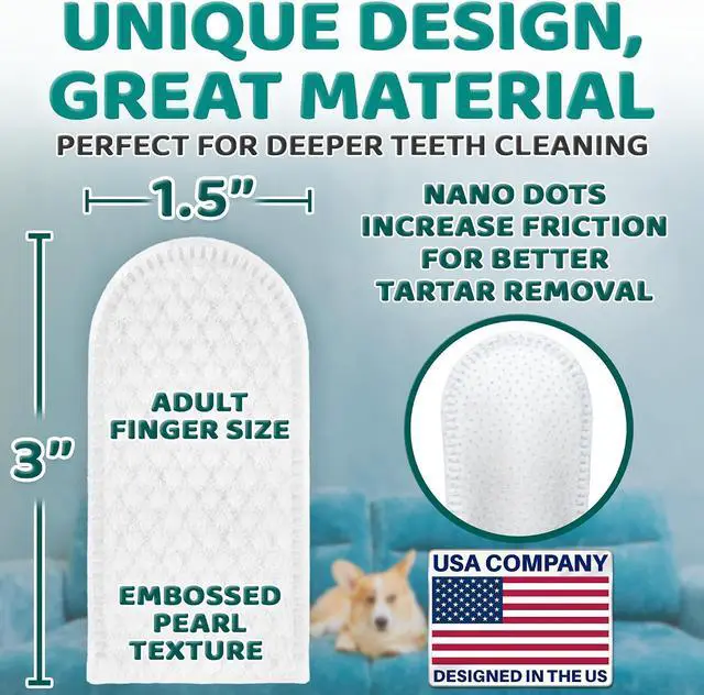 Alt view image 6 of 7 - Premium Teeth Cleaning Wipes for Dogs & Cats - 100 Pcs - Pet Dental Care Finger Pads for Fresh Breath & Oral Hygiene - Embossed Pattern & Nano Plastic-Dotting to Remove Plaque & Tartar