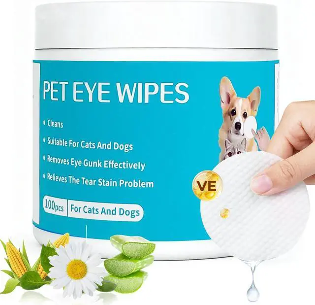 Main image of Gentle Pet Eye Wipes, Tear Stain Remover for Cats and Dogs | Unscented Cleaning Pads, Moisture-Rich Thickened, Cleaning & Deodorizing, Rinse Free for Pet Grooming and Travel, 100 Count