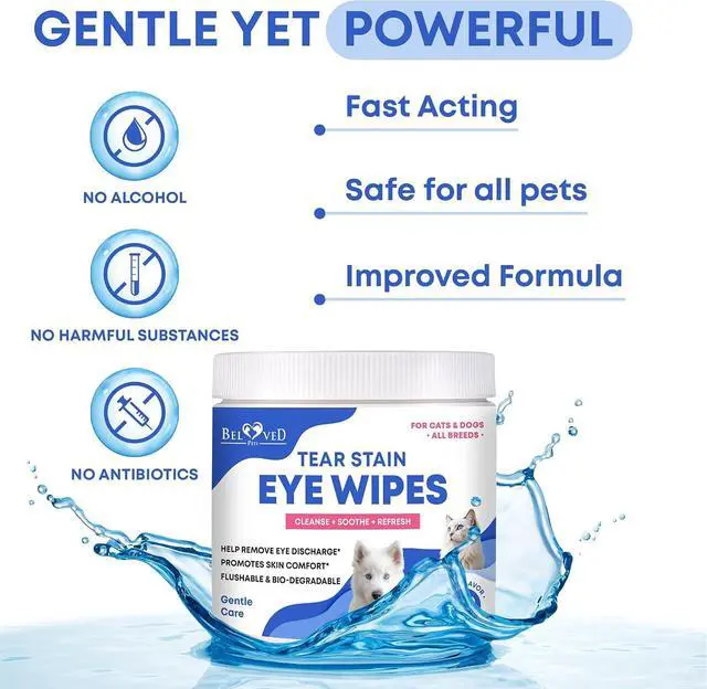 Alt view image 4 of 7 - Cat & Dog Eye Wash Wipes & Tear Stain Remover, Cleaner | Eye Infection Treatment Helps Prevent Pink Eye, Relief Allergies Symptoms, Runny, Dry Eyes - Safe for Small Animals