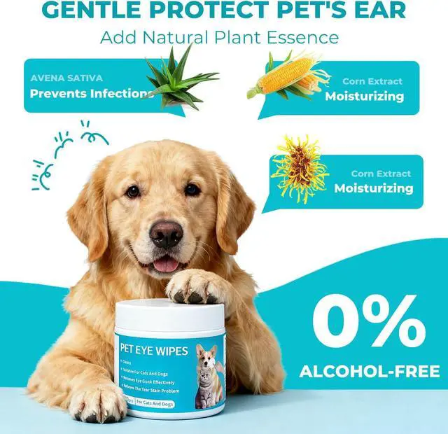 Alt view image 3 of 7 - Gentle Pet Eye Wipes, Tear Stain Remover for Cats and Dogs | Unscented Cleaning Pads, Moisture-Rich Thickened, Cleaning & Deodorizing, Rinse Free for Pet Grooming and Travel, 100 Count