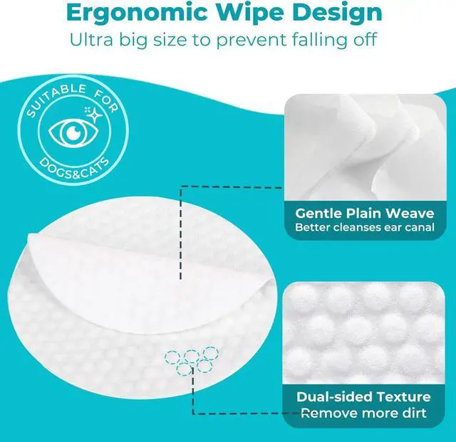 Alt view image 4 of 7 - Gentle Pet Eye Wipes, Tear Stain Remover for Cats and Dogs | Unscented Cleaning Pads, Moisture-Rich Thickened, Cleaning & Deodorizing, Rinse Free for Pet Grooming and Travel, 100 Count