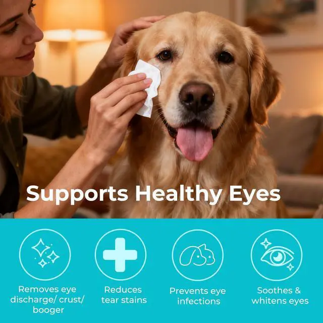 Alt view image 6 of 7 - Gentle Pet Eye Wipes, Tear Stain Remover for Cats and Dogs | Unscented Cleaning Pads, Moisture-Rich Thickened, Cleaning & Deodorizing, Rinse Free for Pet Grooming and Travel, 100 Count