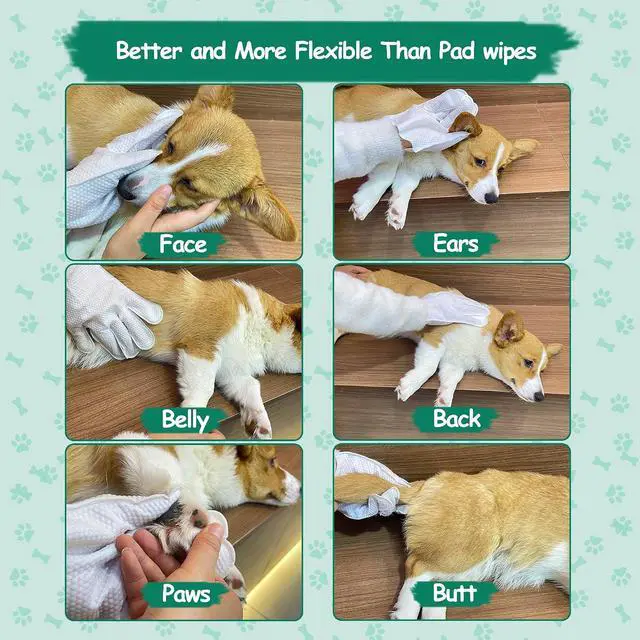 Alt view image 7 of 7 - 10 PCS Pet Cleaning and Deodorizing Bathing Grooming Glove Wipes for Dogs and Cats, Extra Thick Nourish Fur No-Rinse Grooming Wipes for Daily Care and Travel, Hypoallergenic