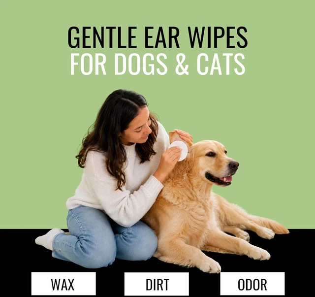 Alt view image 2 of 7 - 150PCs Dog Ear Cleaner Wipes, Daily Ear Cleaner for Dogs & Cats - Stop Ear Itching with Aloe, Eucalyptus & Witch Hazel Ear Wipes for Dogs - for Odor Control, Dirt and Wax Removal, Unscented