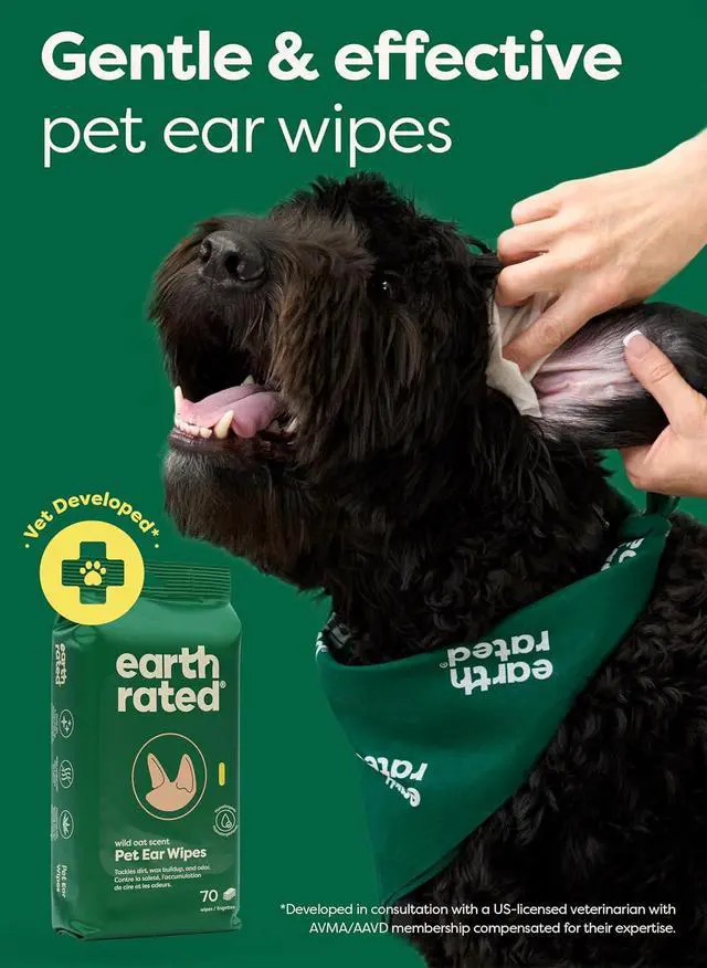 Alt view image 2 of 7 - Dog Ear Wipes, Vet Developed, Wild Oat, for Dirt & Wax, 70ct | Pet Ear Wipes for Dogs & Cats, Hypoallergenic Cleaner to Remove Dirt and Wax, Wild Oat Scent