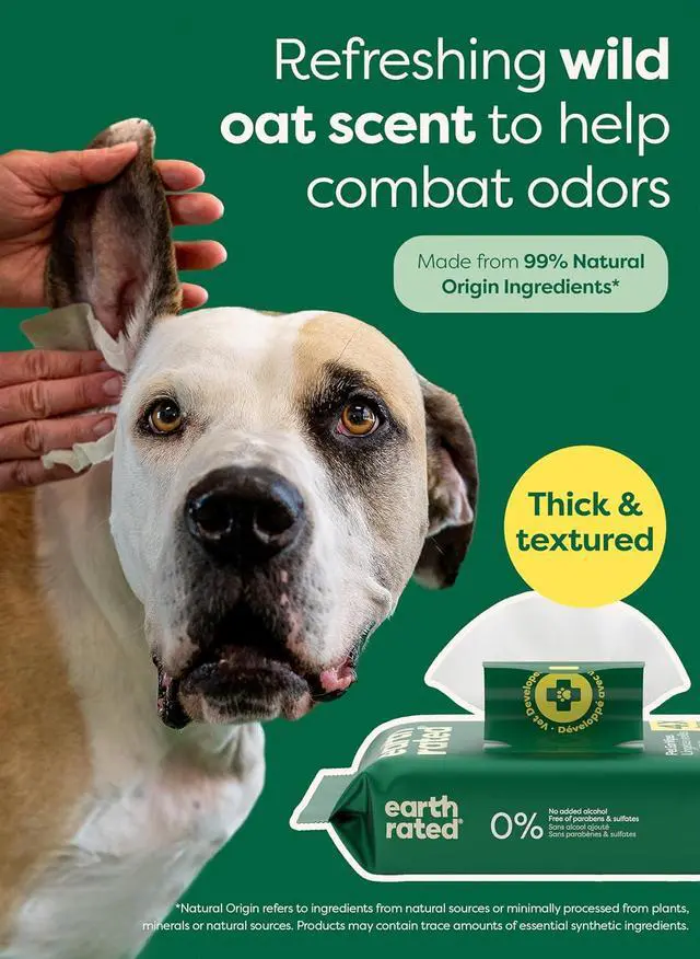 Alt view image 5 of 7 - Dog Ear Wipes, Vet Developed, Wild Oat, for Dirt & Wax, 70ct | Pet Ear Wipes for Dogs & Cats, Hypoallergenic Cleaner to Remove Dirt and Wax, Wild Oat Scent