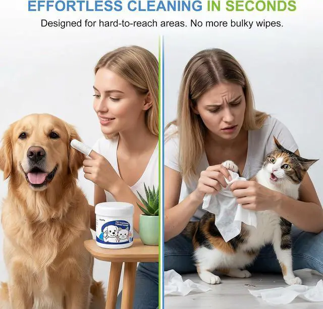 Alt view image 2 of 6 - Vet-Recommended Dog & Cat Finger Wipes, Coconut Scent 60 Count, Gentle Dental Wipes Freshen Breath, Remove Plaque & Tartar, Clean Tear Stains & Ears, Replace Toothbrush & Paste for Timid Shy Pets