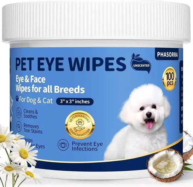 Main image of Hypoallergenic Eye Paw Face Wipes, Tear Stain Remover, Dog Eye Infection Treatment, Lick-Safe Soothing & Moisturizing & Gentle, Eye Debris, Discharge, Mucus - 100pcs