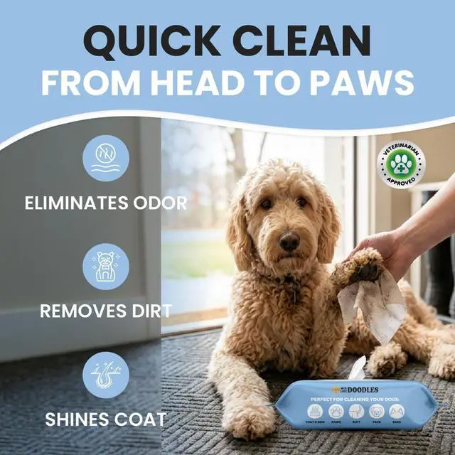 Alt view image 2 of 6 - Dog Wipes, Deodorizing & Cleaning, Unscented, Made in USA, 100 Count | Safe for Puppies & All Breeds, Dog Wipes for Paws and Butt, Cleans Coat, Face & Body, Alcohol-Free, Gentle Formula