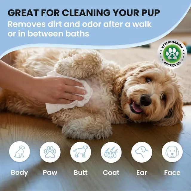 Alt view image 3 of 6 - Dog Wipes, Deodorizing & Cleaning, Unscented, Made in USA, 100 Count | Safe for Puppies & All Breeds, Dog Wipes for Paws and Butt, Cleans Coat, Face & Body, Alcohol-Free, Gentle Formula