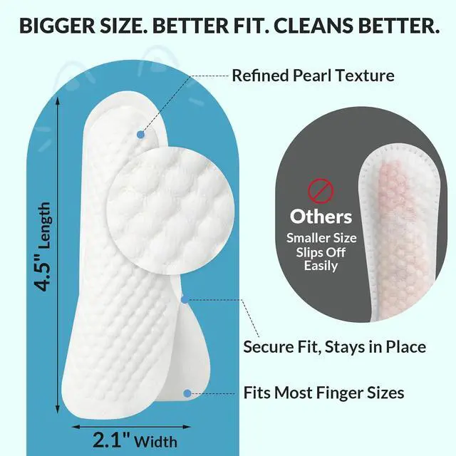 Alt view image 4 of 7 - Dog Ear Finger Wipes for Dogs & Cats, Removes Ear Wax & Buildup, Better Than Ear Drops, Larger No-Slip Finger Fit for Better Control, Aloe Vera & Witch Hazel, Gentle for Sensitive Ears - 50 Count