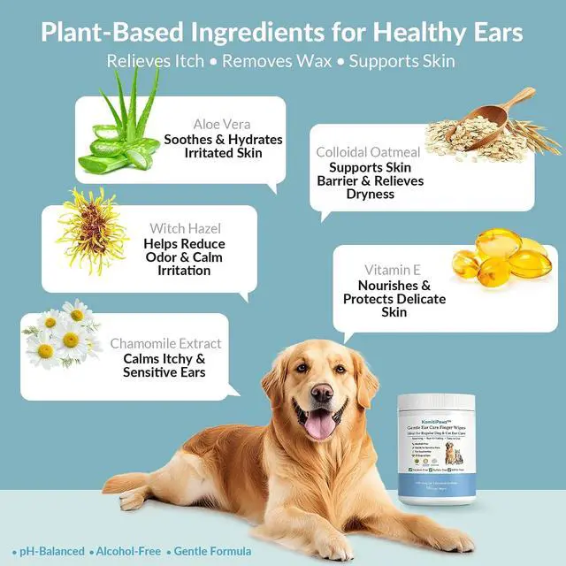 Alt view image 5 of 7 - Dog Ear Finger Wipes for Dogs & Cats, Removes Ear Wax & Buildup, Better Than Ear Drops, Larger No-Slip Finger Fit for Better Control, Aloe Vera & Witch Hazel, Gentle for Sensitive Ears - 50 Count