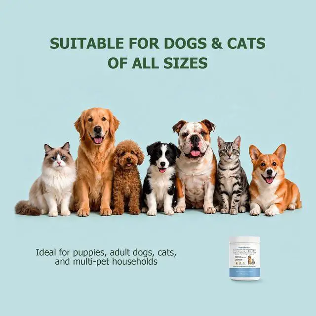 Alt view image 6 of 7 - Dog Ear Finger Wipes for Dogs & Cats, Removes Ear Wax & Buildup, Better Than Ear Drops, Larger No-Slip Finger Fit for Better Control, Aloe Vera & Witch Hazel, Gentle for Sensitive Ears - 50 Count