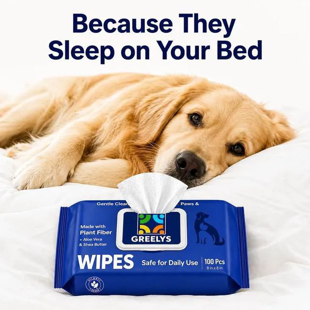 Alt view image 2 of 7 - Plant Based Dog Wipes for Paws Butt & Body - Because They Sleep on Your Bed, Unscented 100 Count