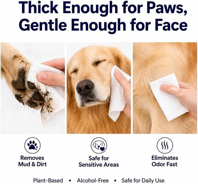 Alt view image 4 of 7 - Plant Based Dog Wipes for Paws Butt & Body - Because They Sleep on Your Bed, Unscented 100 Count
