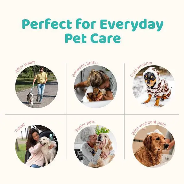 Alt view image 6 of 7 - Pet Glove Wipes for Dogs & Cats with Coconut Scent, No Rinse Full Body Cleaning Large Gloves (9.84 x 9.05 inch), Gentle Grooming for Paws Face Ears Eyes Coat, Alcohol Free, 20 Pack