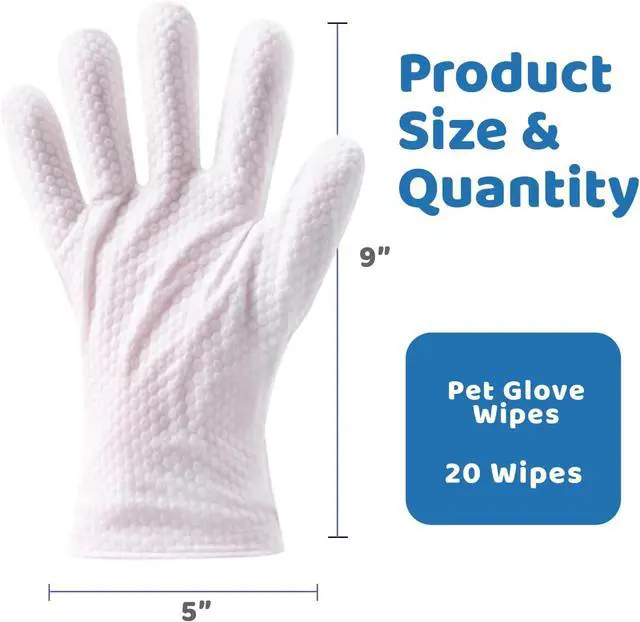 Alt view image 7 of 7 - Pet Glove Wipes for Dogs & Cats with Coconut Scent, No Rinse Full Body Cleaning Large Gloves (9.84 x 9.05 inch), Gentle Grooming for Paws Face Ears Eyes Coat, Alcohol Free, 20 Pack