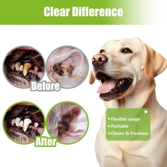 Alt view image 4 of 7 - Pet Teeth Cleaning Wipes for Dogs & Cats, 60 Counts Pet Dental Care Finger Wipes Remove Bad Breath, Plaque, Tartar Buildup, Disposable Dog Finger Toothbrush Wipes Effective Teeth Cleaner