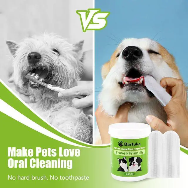 Alt view image 5 of 7 - Pet Teeth Cleaning Wipes for Dogs & Cats, 60 Counts Pet Dental Care Finger Wipes Remove Bad Breath, Plaque, Tartar Buildup, Disposable Dog Finger Toothbrush Wipes Effective Teeth Cleaner