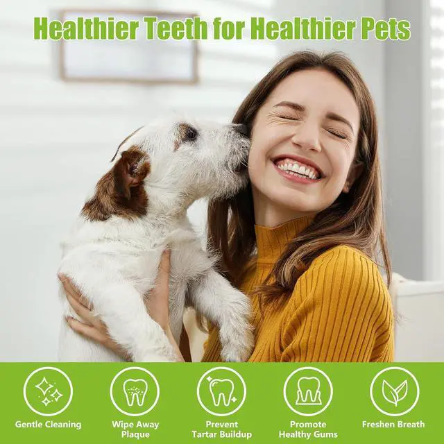 Alt view image 6 of 7 - Pet Teeth Cleaning Wipes for Dogs & Cats, 60 Counts Pet Dental Care Finger Wipes Remove Bad Breath, Plaque, Tartar Buildup, Disposable Dog Finger Toothbrush Wipes Effective Teeth Cleaner