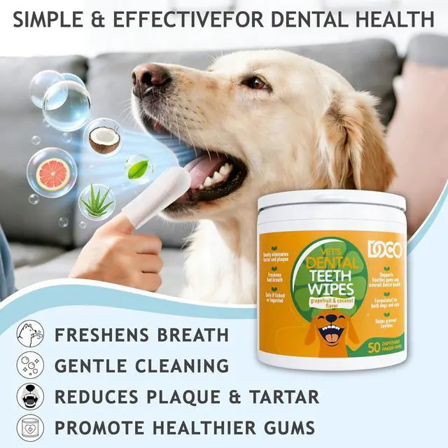 Alt view image 5 of 7 - Pet Dog Teeth Cleaning Wipes Deodorizing Finger Wipes for Dogss | Doco Pet Dog Teeth Cleaning Wipes Deodorizing Finger Wipes for Dogs & Cats | Helps Reduce Plaque & Tartar Buildup, Supports