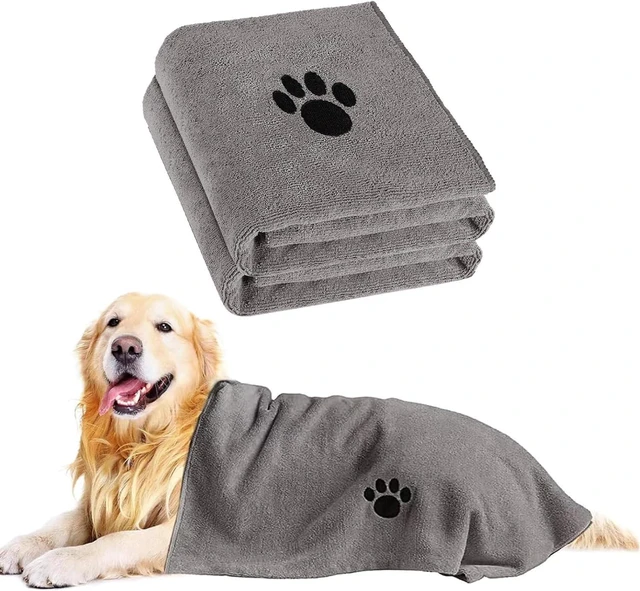 Main image of 2 Pack Microfiber Dog Towels for Drying Dogs, Super Absorbent and Soft Pet Towels for Dogs or Cats, 40''X23.6'', Pet-Friendly, Perfect for Pets of Different Sizes and Fur Types, Grey