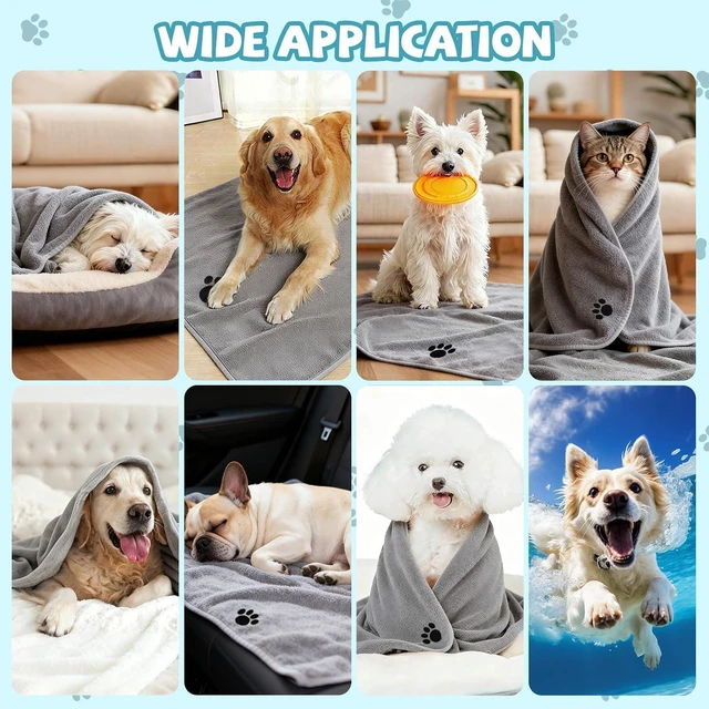 Alt view image 7 of 7 - 2 Pack Microfiber Dog Towels for Drying Dogs, Super Absorbent and Soft Pet Towels for Dogs or Cats, 40''X23.6'', Pet-Friendly, Perfect for Pets of Different Sizes and Fur Types, Grey