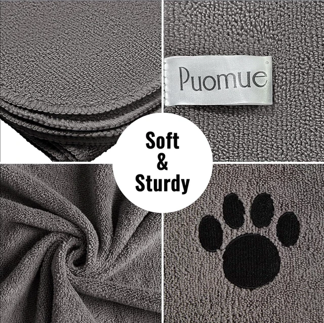 Alt view image 3 of 7 - 2 Pack Microfiber Dog Towels for Drying Dogs, Super Absorbent and Soft Pet Towels for Dogs or Cats, 40''X23.6'', Pet-Friendly, Perfect for Pets of Different Sizes and Fur Types, Grey