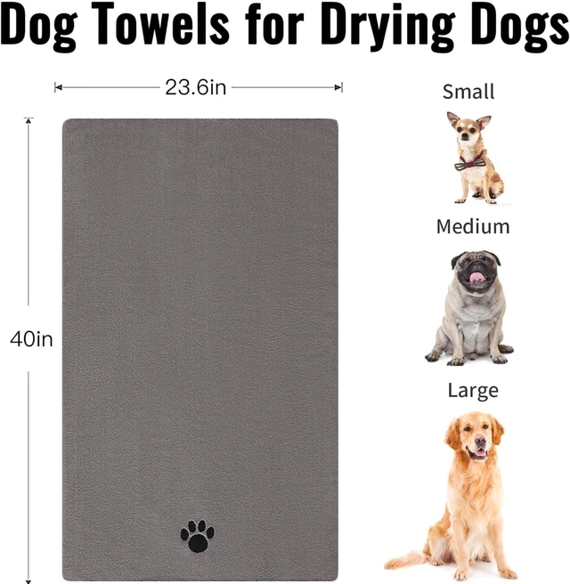Alt view image 4 of 7 - 2 Pack Microfiber Dog Towels for Drying Dogs, Super Absorbent and Soft Pet Towels for Dogs or Cats, 40''X23.6'', Pet-Friendly, Perfect for Pets of Different Sizes and Fur Types, Grey