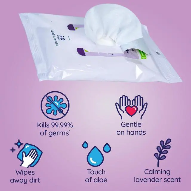 Alt view image 2 of 7 - for Pets Calming Dog Wipes, Chamomile Lavender Scent, 30 Count | Antibacterial formula, kills 99.99% of germs, calm, scented, durable paw wipes
