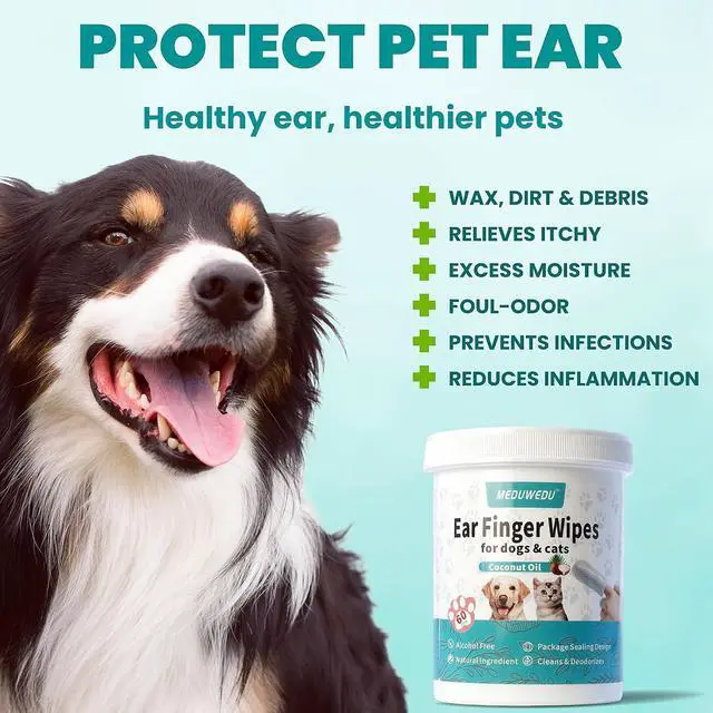 Alt view image 2 of 7 - Ear Cleaner Finger Wipes 60 Counts, Dog Ear Cleaner, Grooming Kit Care for Dogs and Cats, Soft & Easy Otic Cleaning Pads, Remove Wax, Dirt & Stop Smelly, Itchy, Non-Irritating, Unscented