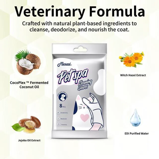 Alt view image 2 of 7 - MIOSSZI Pet Gloves Wipes for Dogs & Cats Wipes Cleaning Deodorizing Hypoallergenic No-Rinse Pet Grooming Wipes Unscented Extra Thick Bathing Wipes for Pet Dry Cleaning Daily Care and Travel 8 pcs