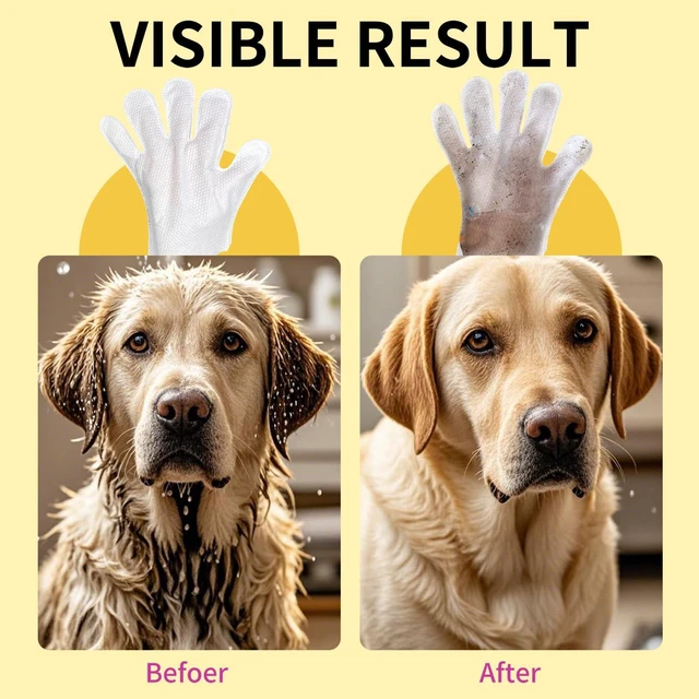 Alt view image 5 of 7 - MIOSSZI Pet Gloves Wipes for Dogs & Cats Wipes Cleaning Deodorizing Hypoallergenic No-Rinse Pet Grooming Wipes Unscented Extra Thick Bathing Wipes for Pet Dry Cleaning Daily Care and Travel 8 pcs