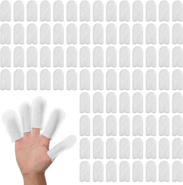 Main image of 100 Pcs Cotton Finger Cots Dog Ear Wipes for Pet Ear Cleaning Cloth Finger Cots Fingers Covers Fingers Gloves Disposable for Nails Cleaning Dog Cat Teeth Cleanings Grooming Nail Trimming Precise Tasks