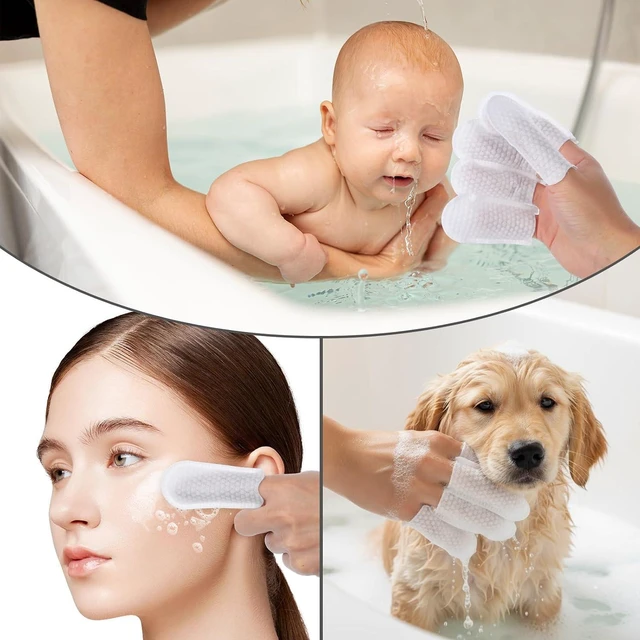 Alt view image 3 of 7 - 100 Pcs Cotton Finger Cots Dog Ear Wipes for Pet Ear Cleaning Cloth Finger Cots Fingers Covers Fingers Gloves Disposable for Nails Cleaning Dog Cat Teeth Cleanings Grooming Nail Trimming Precise Tasks